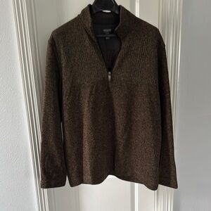 Van Heusen Flex Men's Brown Quarter-Zip Sweater